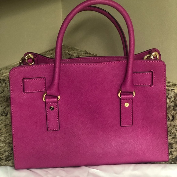 💗Authentic Michael Kors leather satchel fuchsia - Picture 3 of 8